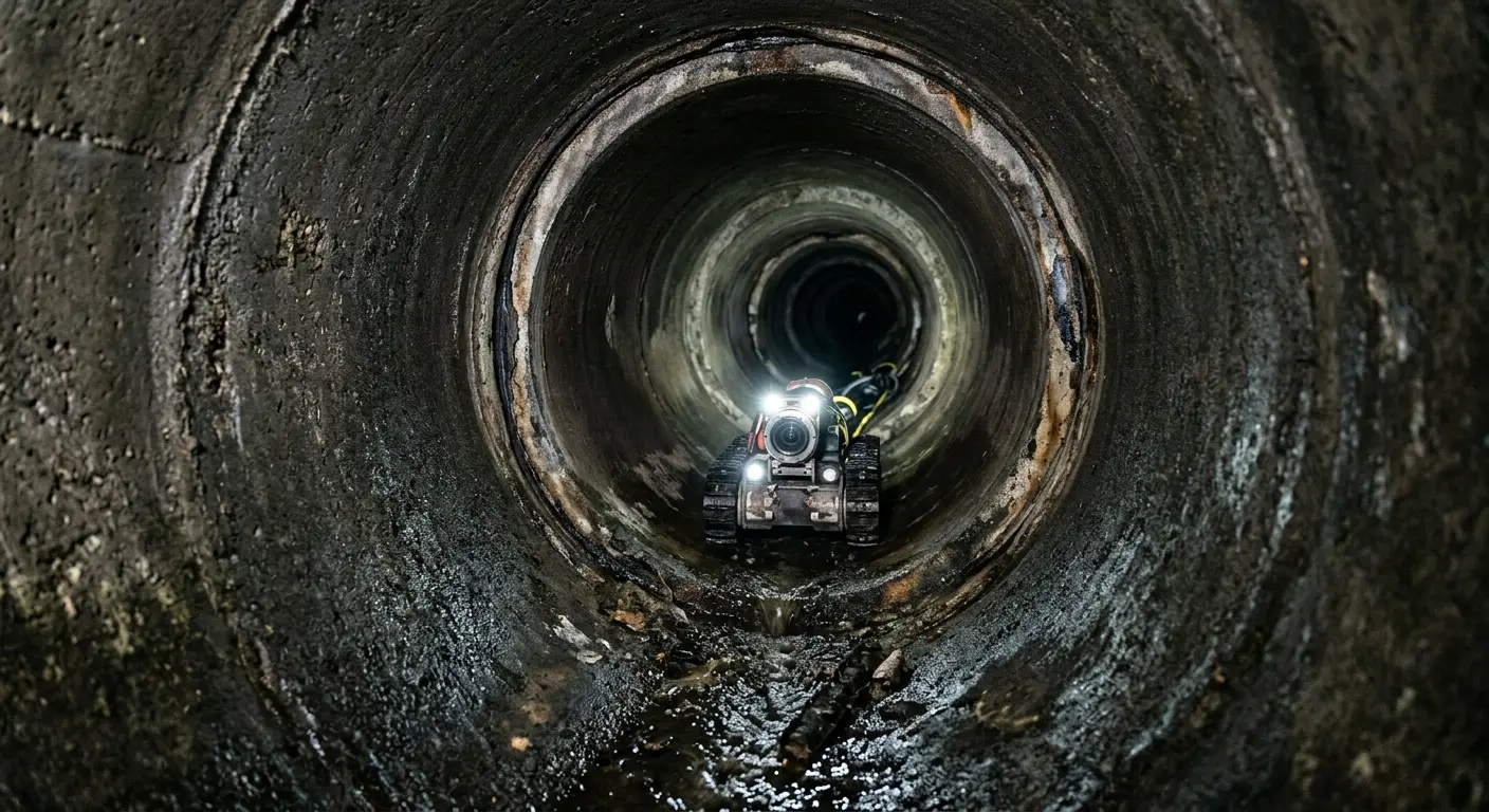 Robotic sewer camera inspecting pipe interior for Drain Snake Service in Northville